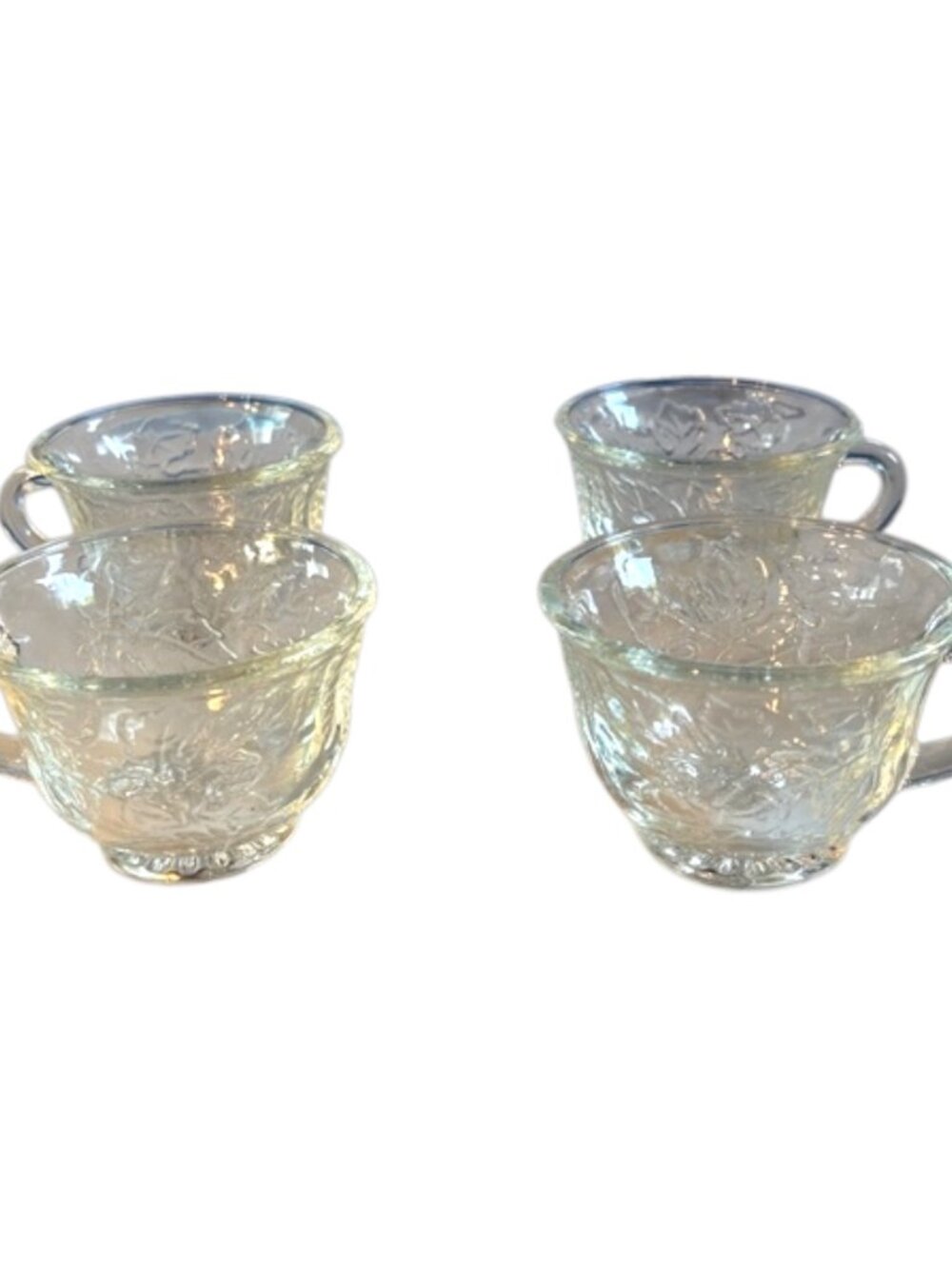 Vintage Indiana Glass Princess Clear Harvest Grape Punch Cups-Set of 4 1970’s